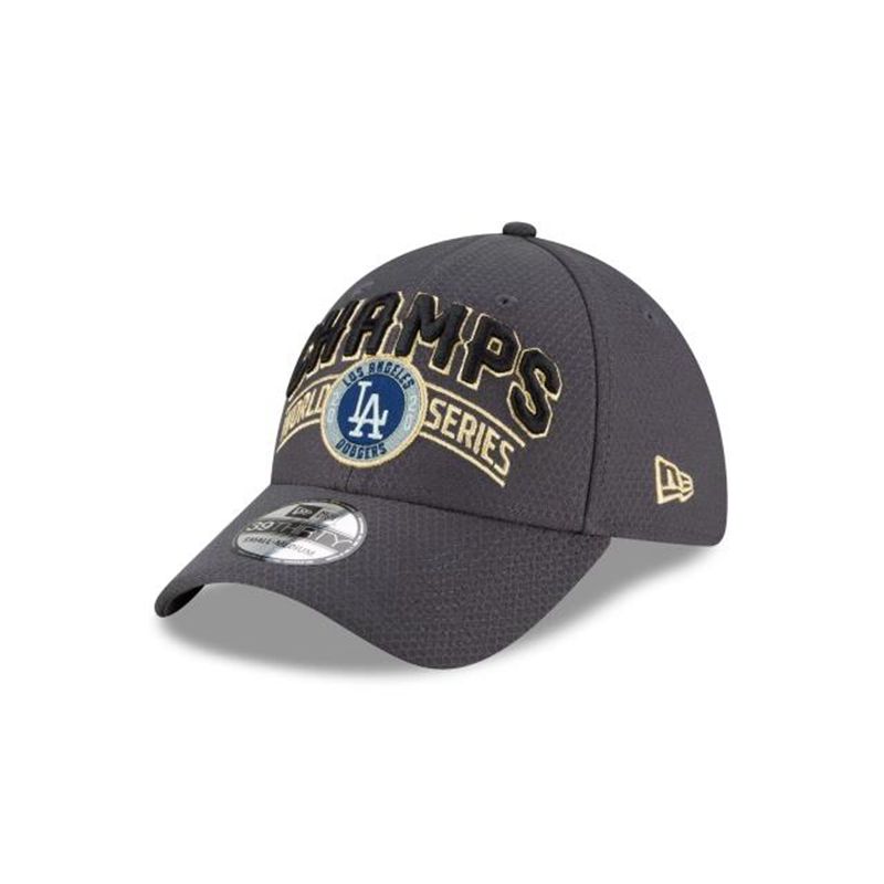 MLB Los Angeles Dodgers World Series Champions Locker Room 39Thirty Stretch Fit (PJM7647) - Grey New Era Caps